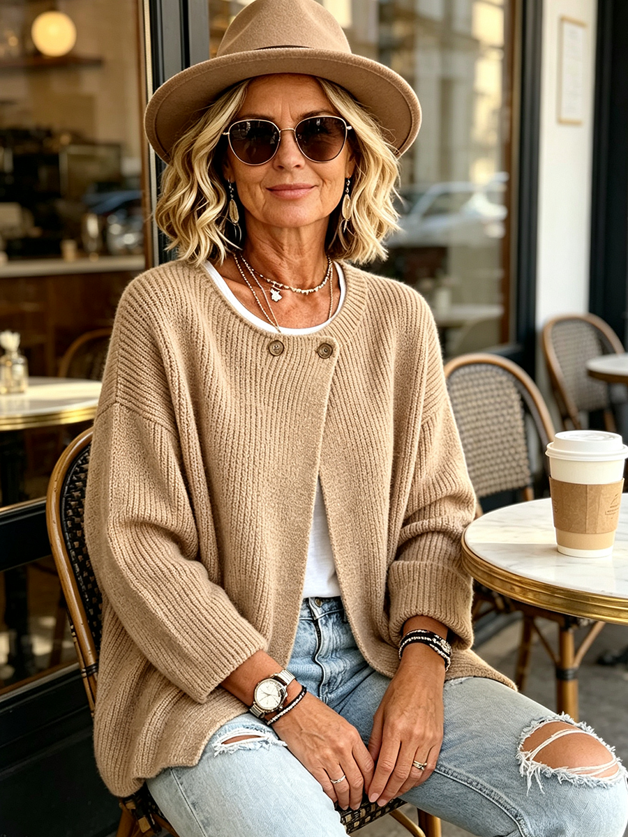 Lauren™ | Cozy Ribbed Asymmetrical Knit Cardigan