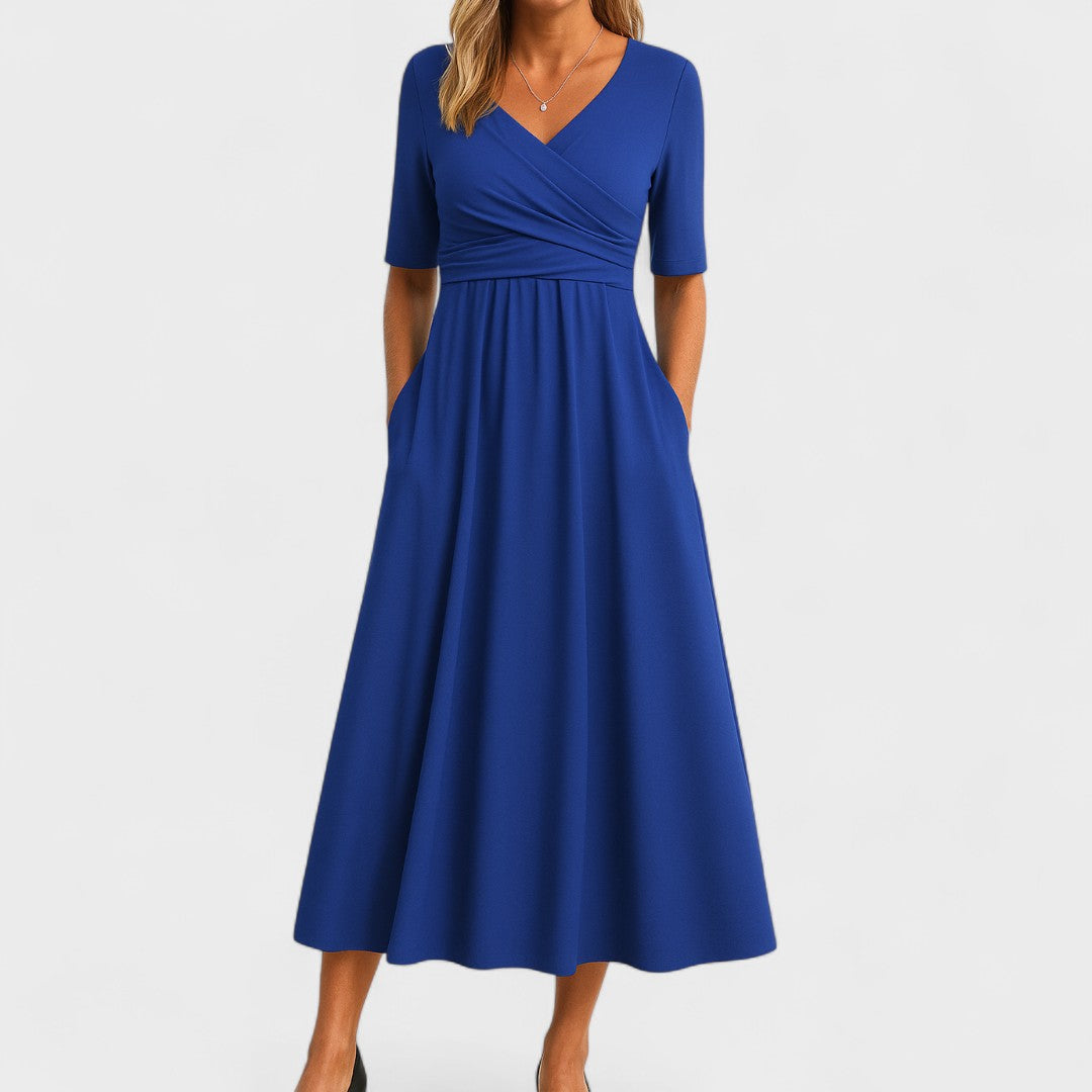 Diane™ | Elegant Midi Dress with Pockets