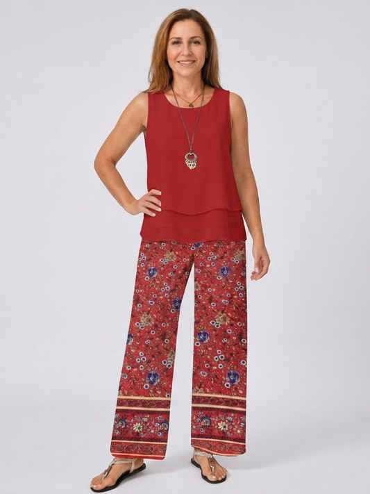 Ovelynra™ | Sleeveless Top And Wide-Leg Pants Set