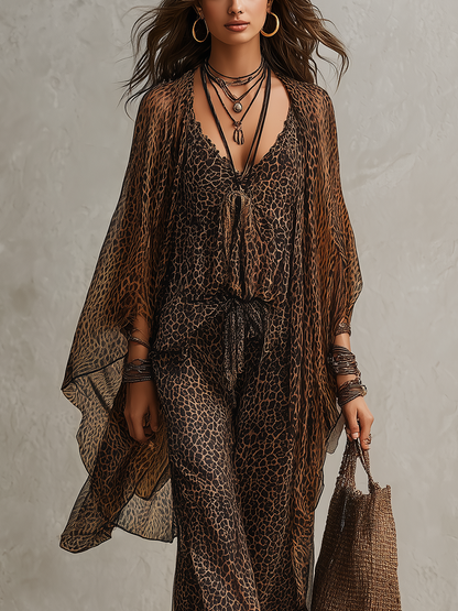 Clarisa | Vintage Leopard Print Three Piece Set