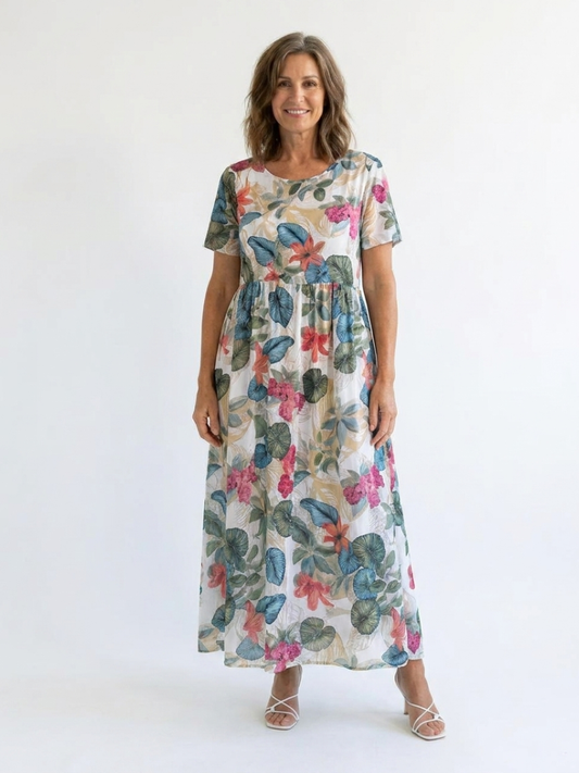 Brittny™ | Casual Short Sleeve Floral Maxi Dress
