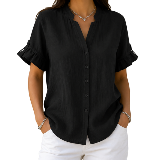 Ellorie™ | Relaxed V-neck Short Sleeve Women’s Shirt