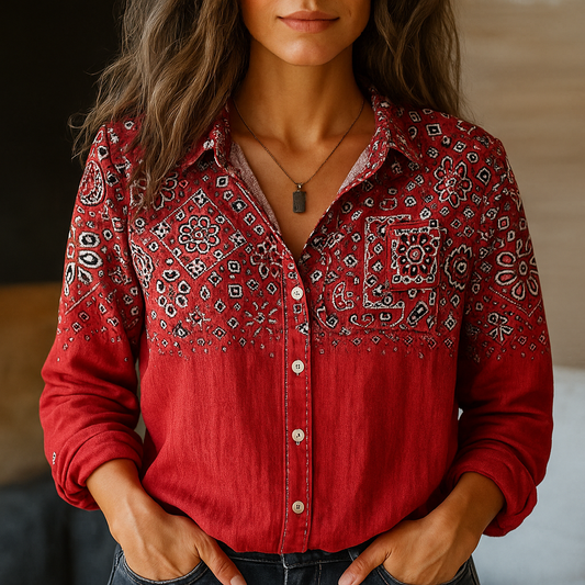 Isla Button-Down Shirt | Relaxed Fit Bandana Print Shirt