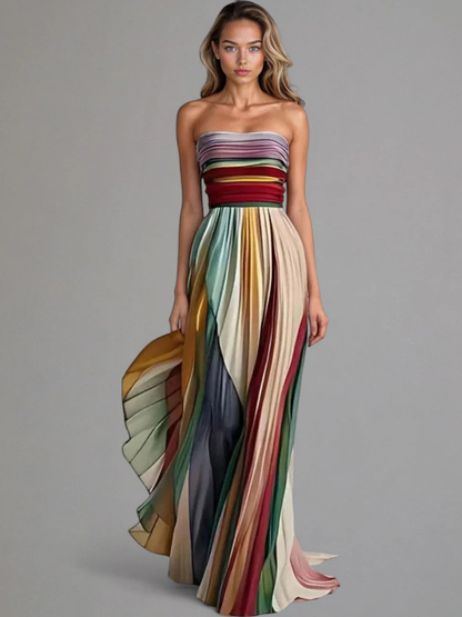 Tamsin™ | Vibrant Draped Pleated Formal Maxi Dress