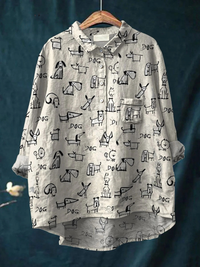 Ivy | Women's Cute Dog Print Casual Shirt
