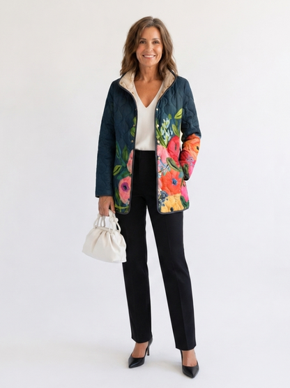 Amaya | Vintage Floral Print Quilted Jacket