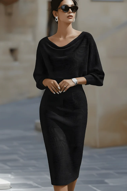 Lydia | Draped Batwing-Sleeve Dress for Women