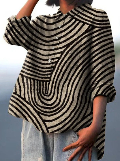 Megan | Women's Circular Line Pattern Print Casual Shirt