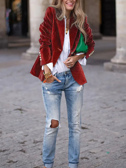 Carole™ | Elegant Velvet Blazer