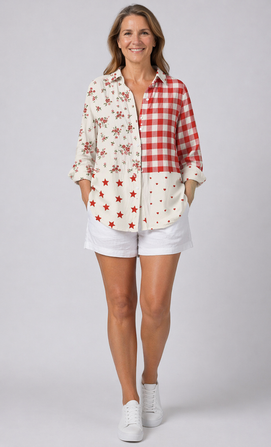 Faelynn™ | Country Patchwork Blouse