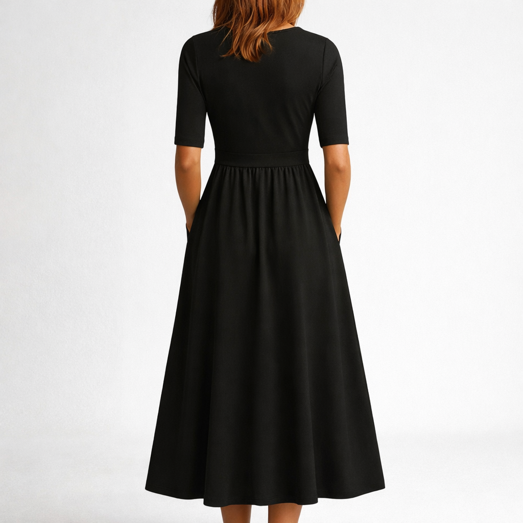 Diane™ | Elegant Midi Dress with Pockets