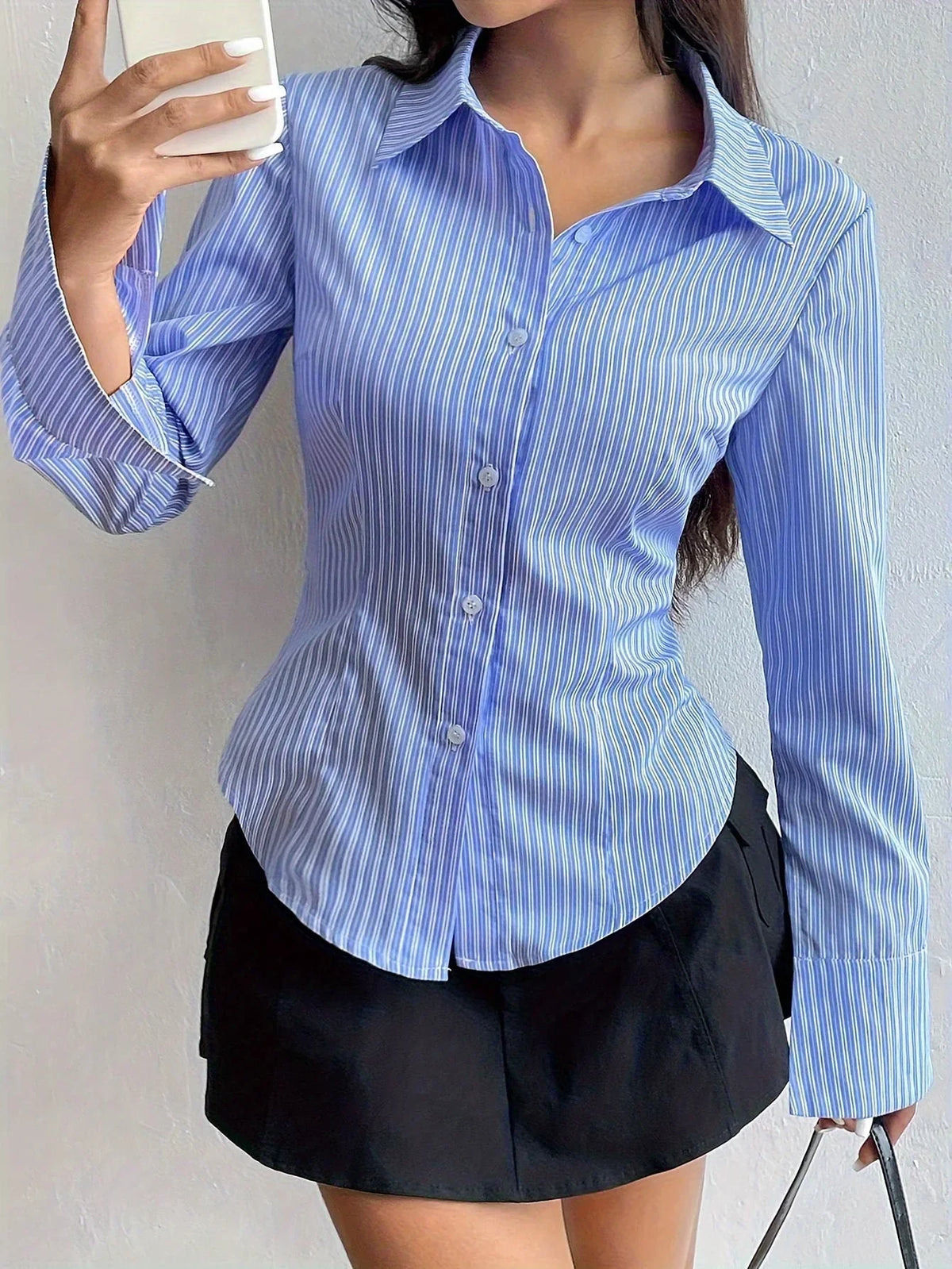 Odelina Shirt | Elegant Long Sleeve Polo with V-Neckline