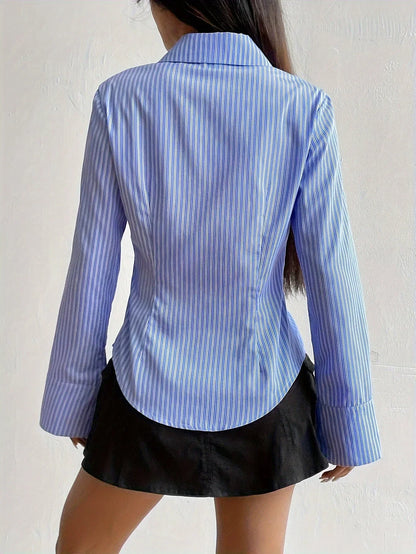 Odelina Shirt | Elegant Long Sleeve Polo with V-Neckline