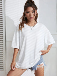 Olivette Shirt | Round Neck Sporty Y2K T-Shirt with Loose Short Sleeves