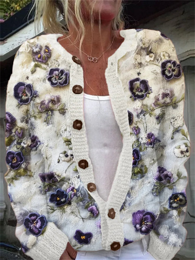 White with purple flowers / 5XL