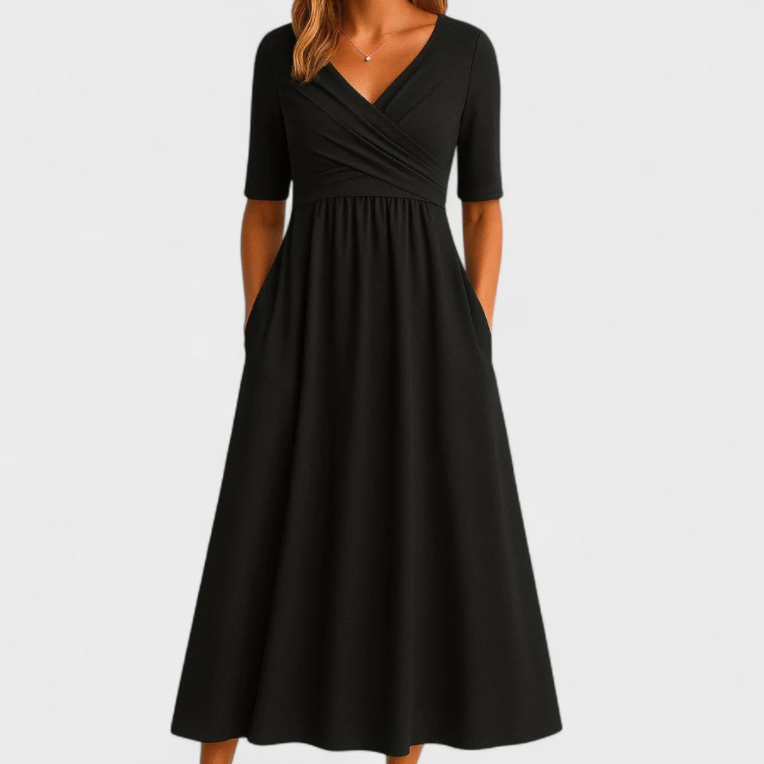Diane™ | Elegant Midi Dress with Pockets