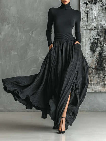 Lucy™ | Turtleneck & Pleated Skirt Set