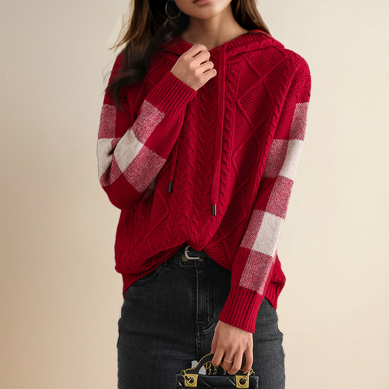 Emily | Cable Knit Hoodie Sweater