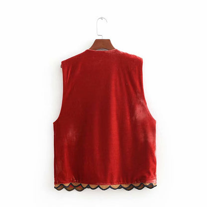 Velora™ | Floral Velvet Boho Waistcoat