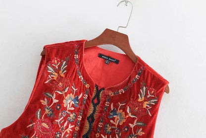Velora™ | Floral Velvet Boho Waistcoat