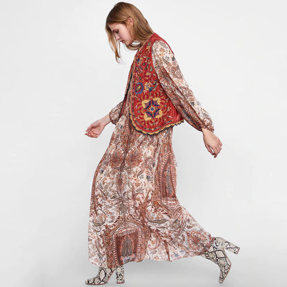 Velora™ | Floral Velvet Boho Waistcoat