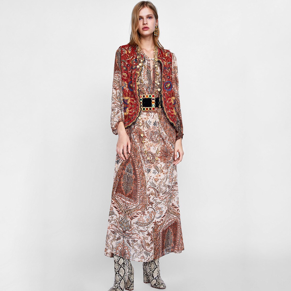 Velora™ | Floral Velvet Boho Waistcoat