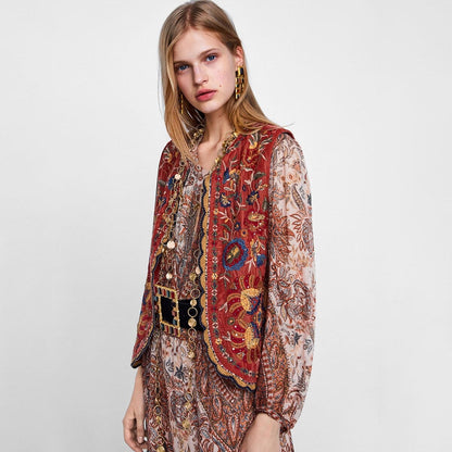 Velora™ | Floral Velvet Boho Waistcoat