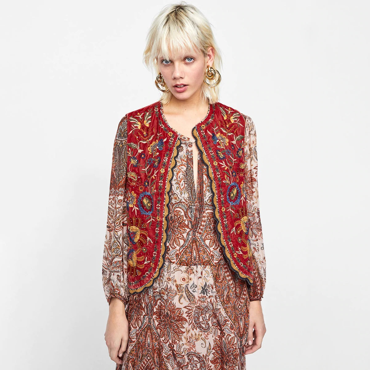 Velora™ | Floral Velvet Boho Waistcoat