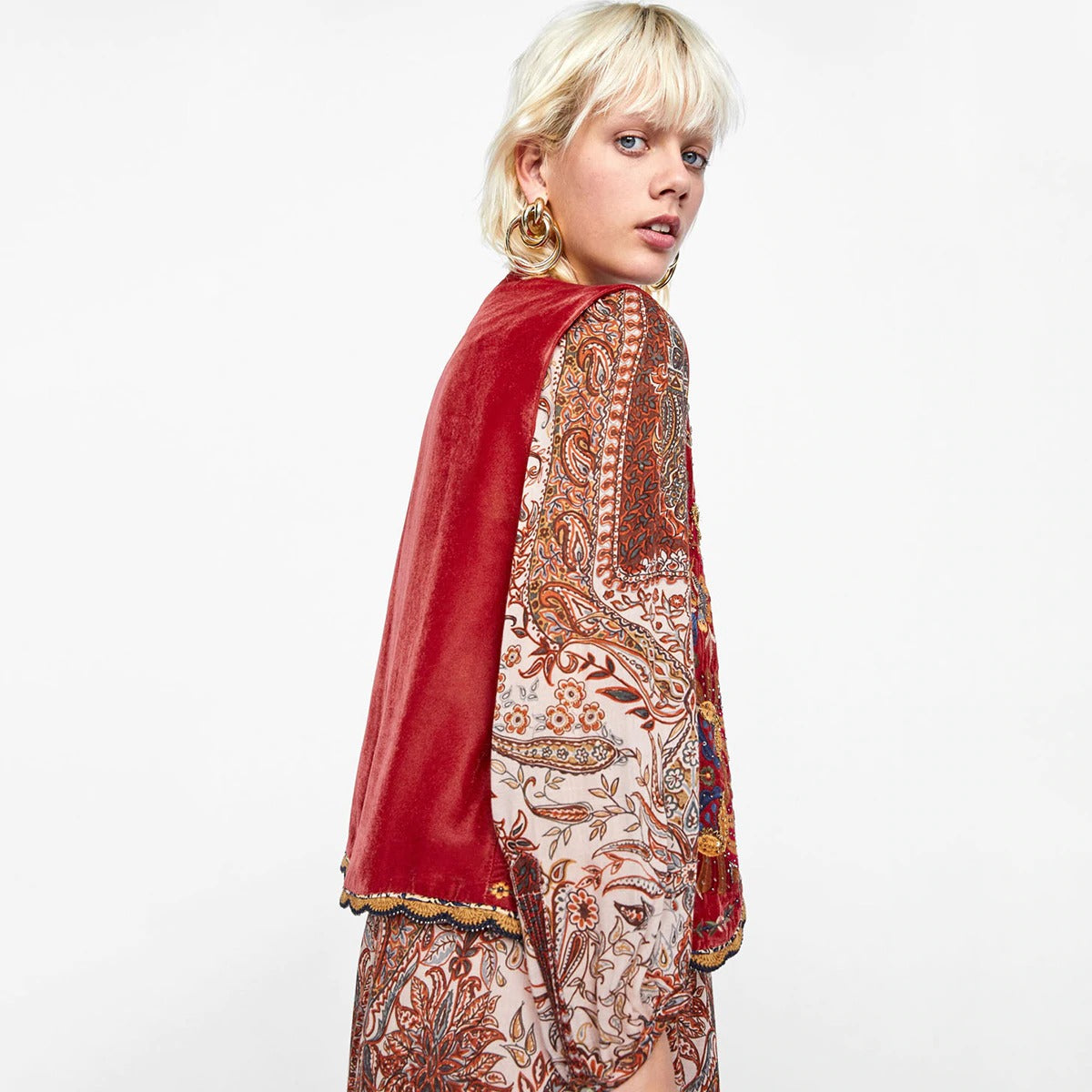 Velora™ | Floral Velvet Boho Waistcoat