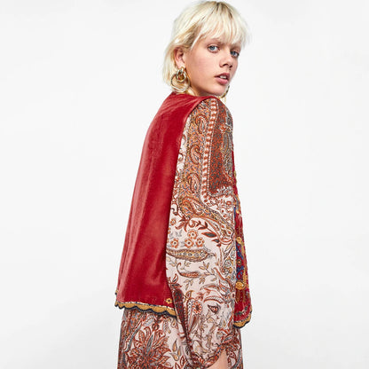Velora™ | Floral Velvet Boho Waistcoat