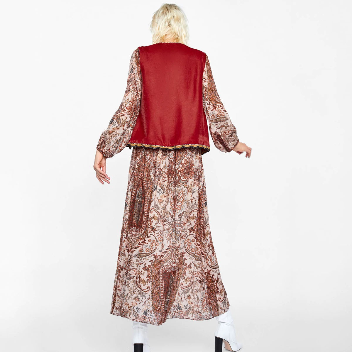Velora™ | Floral Velvet Boho Waistcoat