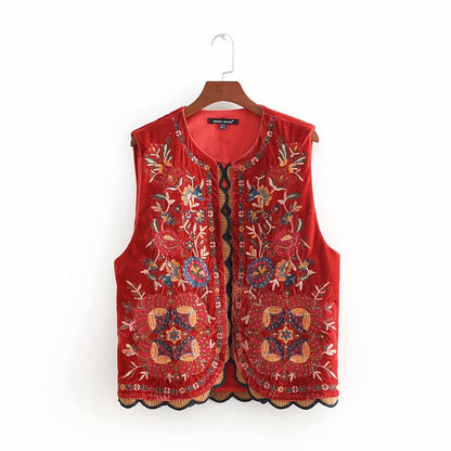 Velora™ | Floral Velvet Boho Waistcoat