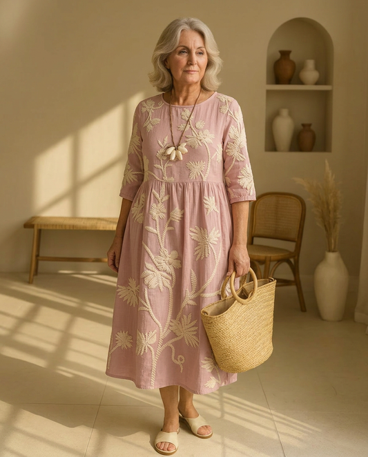 Phoebe | Plant & Flower Print Midi Dress
