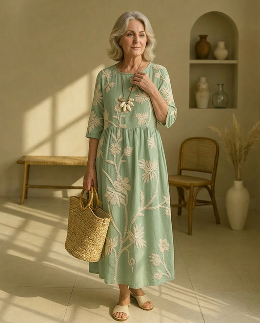 Gwen | Plant & Flower Print Midi Dress