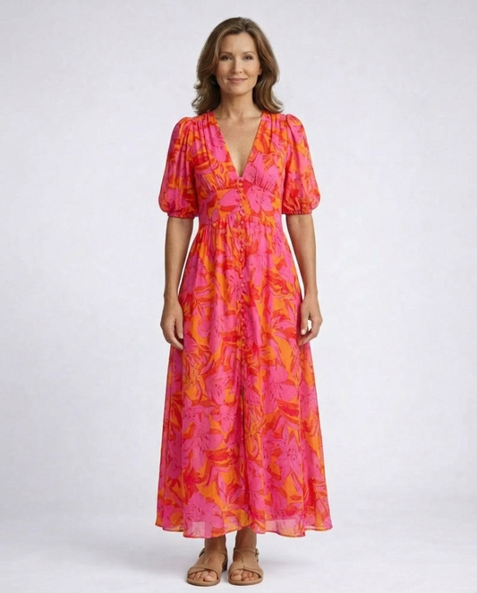 Noralynn™ | Floral V-Neck Maxi Dress