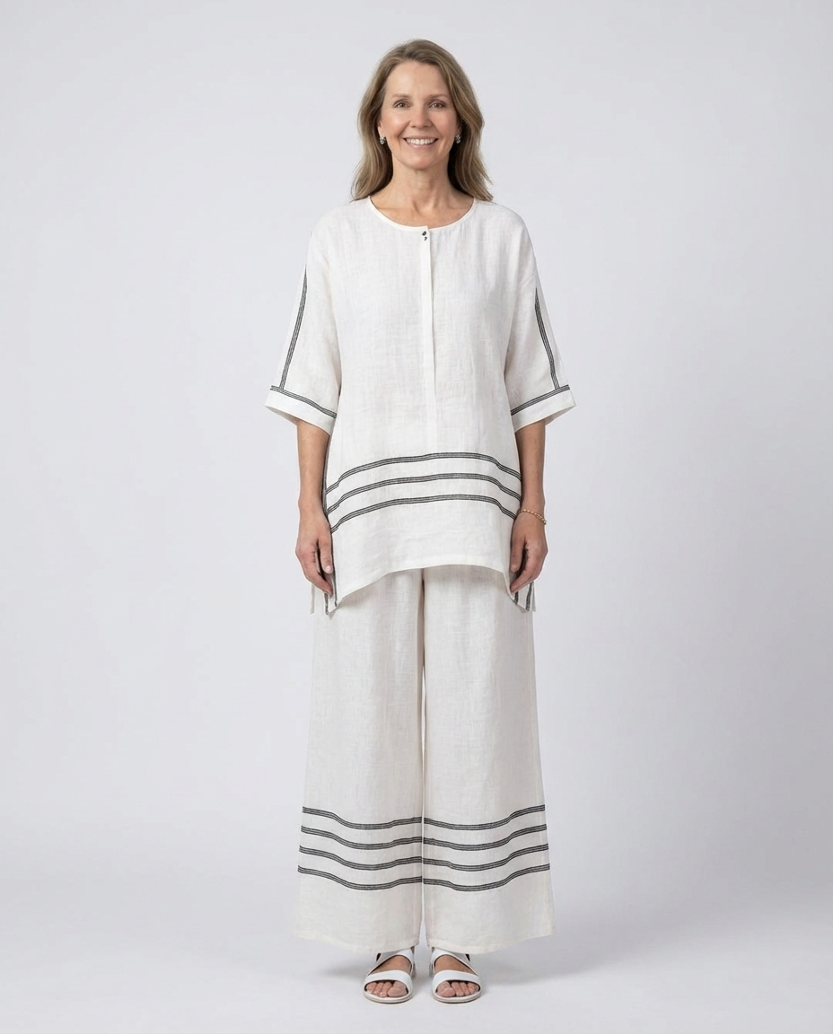 Wynric | Sophisticated Striped Asymmetrical Top & Bold Pants