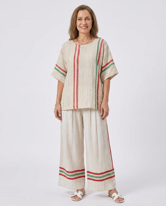 Truvane | Comfortable Boho Print Blouse & Loose-Fit Pants