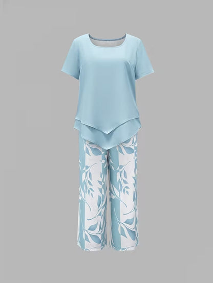 Arvessa™ - Casual Leaf Print Two-Piece Set