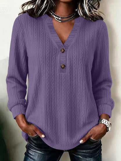 Rosella™ | Vintage Buttoned V Neck Top