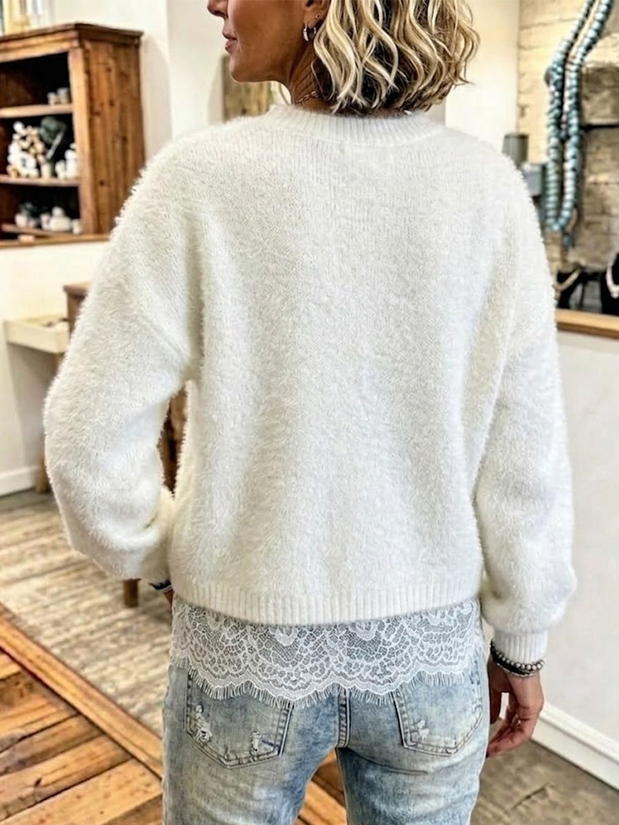 Lunessa™ | Classic White Round Neck Sweater