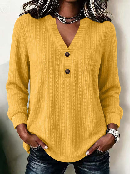 Rosella™ | Vintage Buttoned V Neck Top
