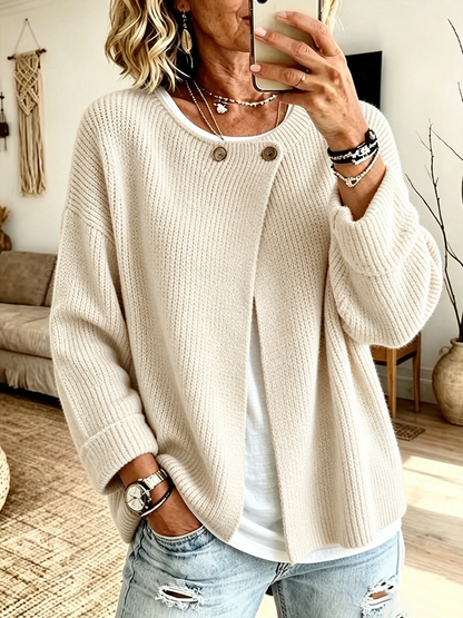 Lauren™ | Cozy Ribbed Asymmetrical Knit Cardigan