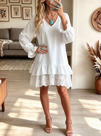 Meloria™ | Elegant Ruffle Hem Lace Dress