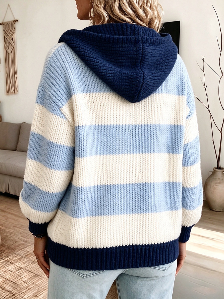 Virella™ | Retro Striped Oversized Knit Hoodie